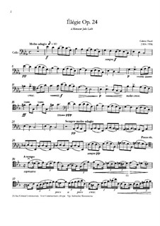 Pieces for Cello and Piano: Solo part by Gabriel Fauré