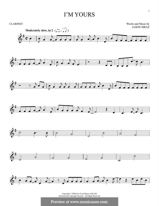 I'm Yours: For clarinet by Jason Mraz