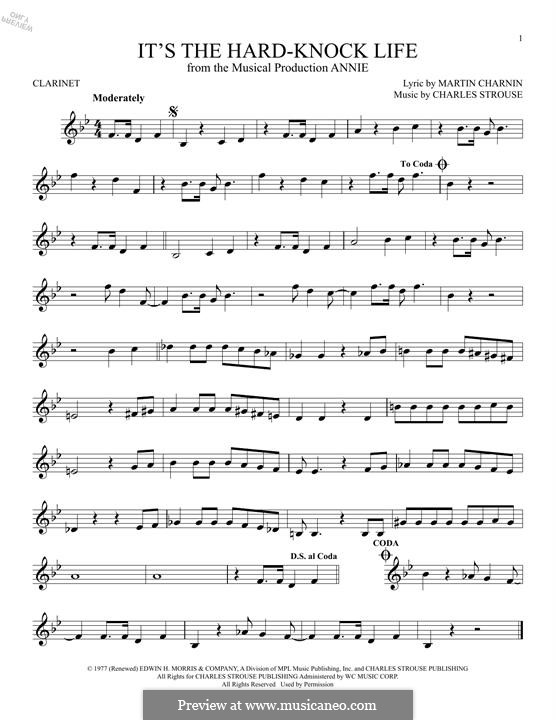 It's the Hard-Knock Life (from Annie): For clarinet by Charles Strouse