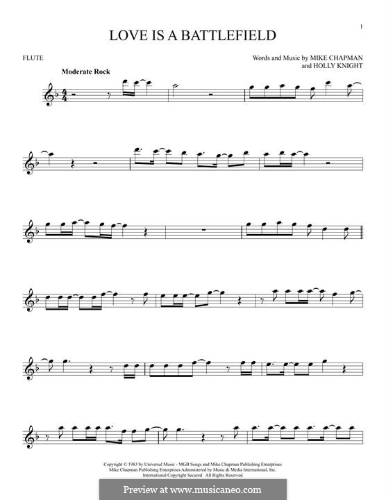 Love Is a Battlefield (Pat Benatar): For flute by Holly Knight, Mike Chapman