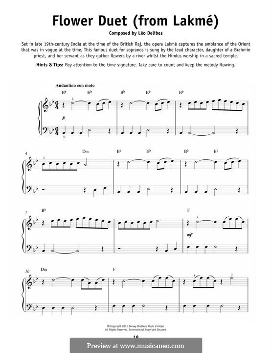 The Flower Duet: For piano by Léo Delibes