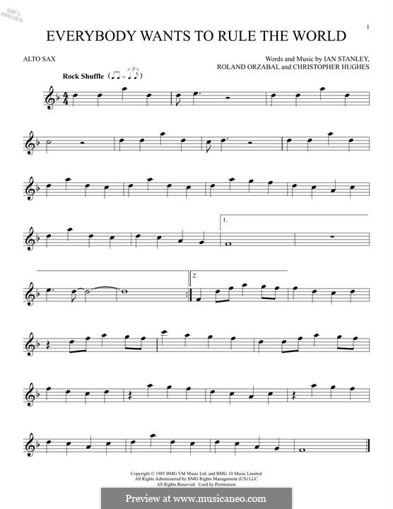 Everybody Wants to Rule the World (Tears for Fears): For alto saxophone by Chris Hughes, Ian Stanley, Roland Orzabal
