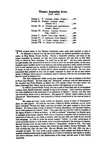 Eight Sonatas for Harpsichord: Complete set by Thomas Augustine Arne