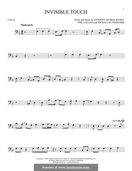 Invisible Touch (Genesis): For cello by Tony Banks, Mike Rutherford, Phil Collins