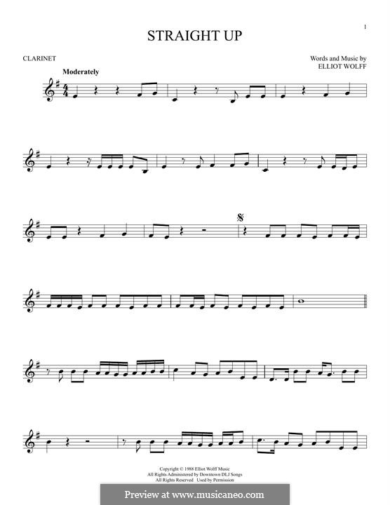 Straight Up (Paula Abdul): For clarinet by Elliot Wolff