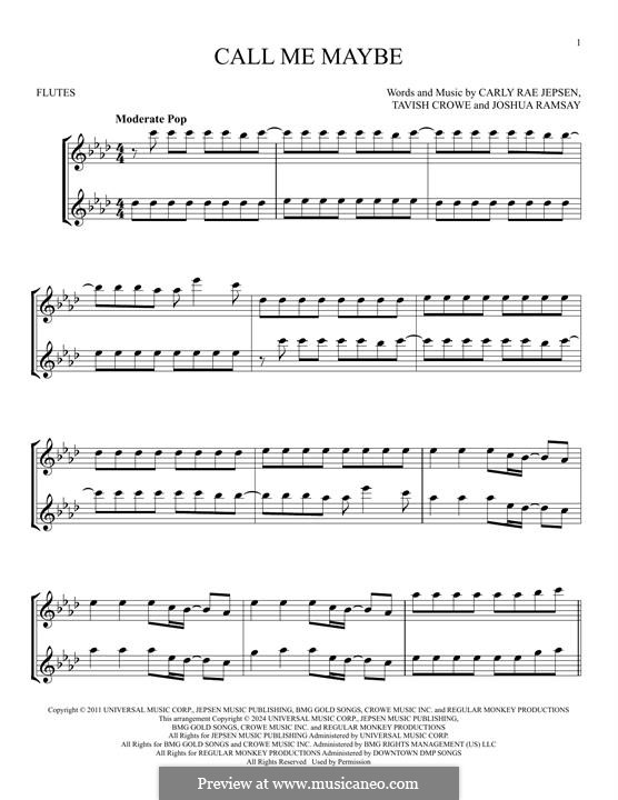 Call Me Maybe: For two flutes by Carly Rae Jepsen, Joshua Ramsay, Tavish Crowe