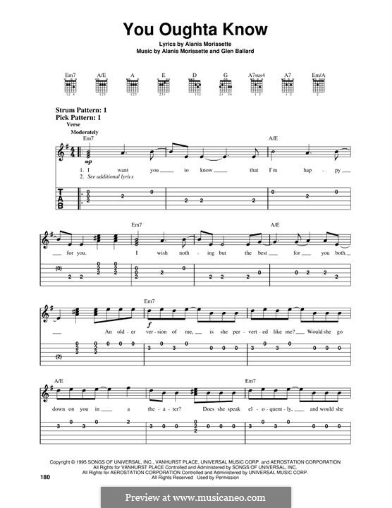 You Oughta Know: For guitar with tab by Glen Ballard