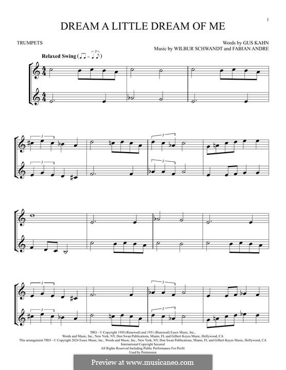 Dream a Little Dream of Me: For two trumpets by Fabian Andre, Wilbur Schwandt