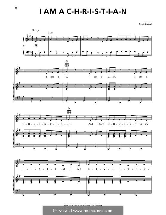 I am A C-H-R-I-S-T-I-A-N: For voice and piano (or guitar) by folklore