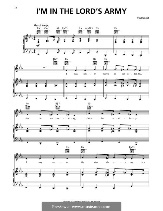 I'm In The Lord's Army: For voice and piano (or guitar) by folklore