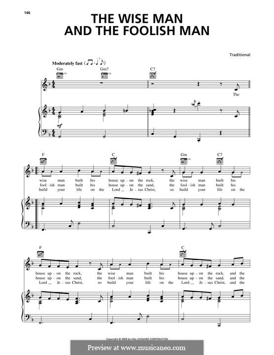 The Wise Man and The Foolish Man: For voice and piano (or guitar) by folklore
