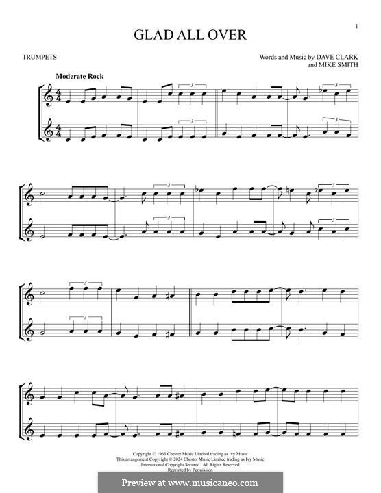 Glad All Over (The Dave Clark Five): For trumpets by Dave Clark, Larry Michael  Smith
