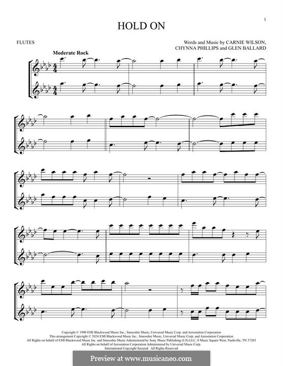 Hold On: For two flutes by Chynna Phillips, Glen Ballard
