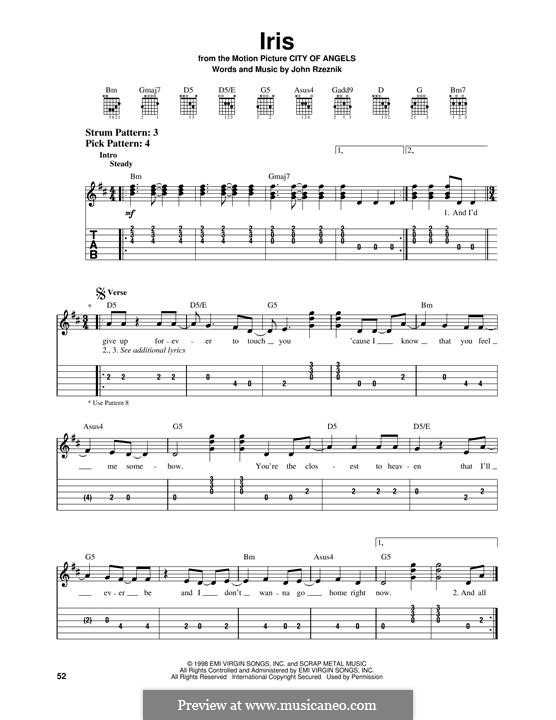 Iris (Goo Goo Dolls): For guitar with tab by John Rzeznik