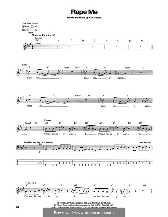 Rape Me (Nirvana): For bass guitar by Kurt Cobain