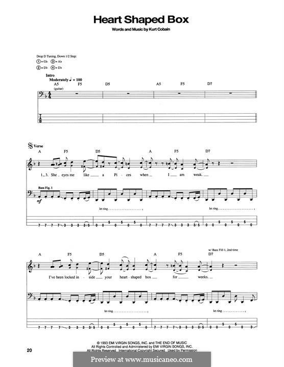 Heart Shaped Box (Nirvana): For bass guitar by Kurt Cobain