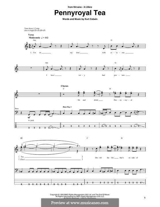 Penny Royal Tea (Nirvana): For bass guitar by Kurt Cobain