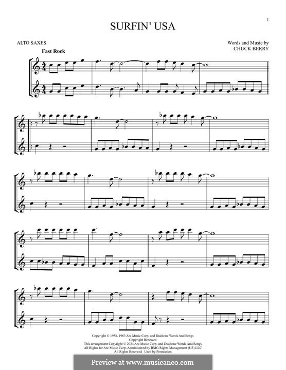 Surfin' U.S.A. (The Beach Boys): For two alto saxophones by Chuck Berry