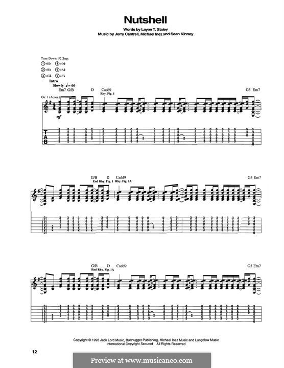 Nutshell (Alice in Chains): For guitar by Jerry Cantrell, Layne Staley, Michael Inez, Sean Kinney