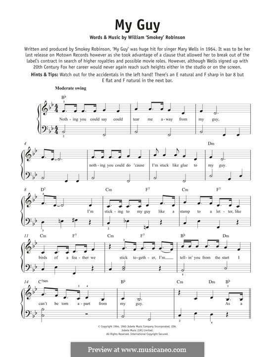 My Guy (Mary Wells): For piano by Smokey Robinson