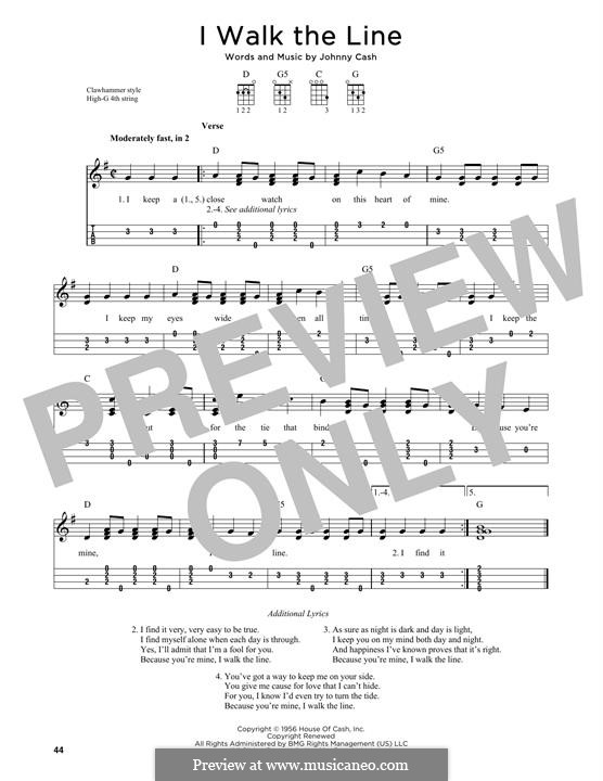 I Walk the Line: For ukulele by Johnny Cash