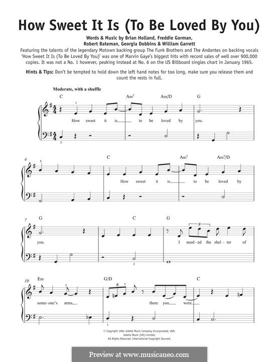 How Sweet It Is (To Be Loved By You): For piano by Brian Holland, Edward Holland Jr., Lamont Dozier