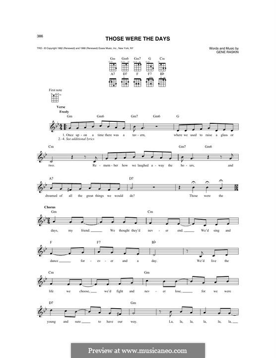 Those Were the Days: For mandolin by Gene Raskin