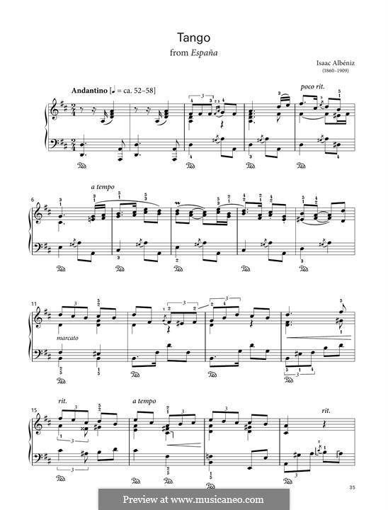 No.2 Tango: For piano by Isaac Albéniz