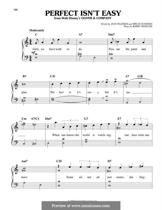 Perfect Isn't Easy (Bruce Sussman): For piano by Barry Manilow