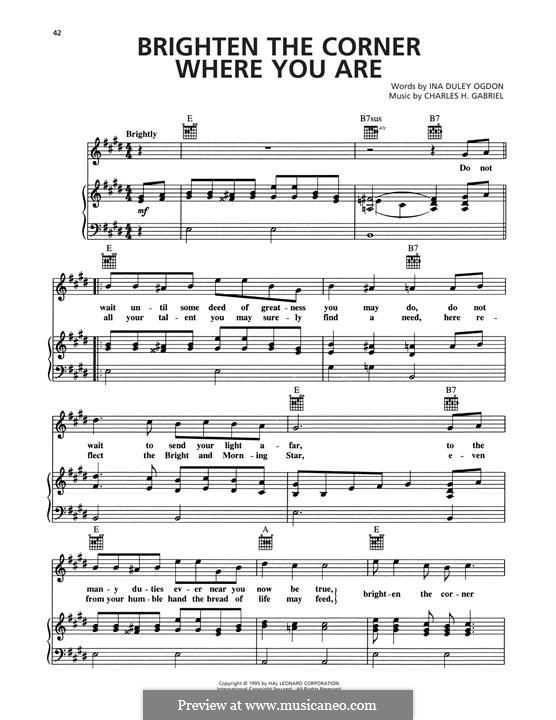 Brighten the Corner Where You Are: For voice and piano (or guitar) by Charles Hutchinson Gabriel