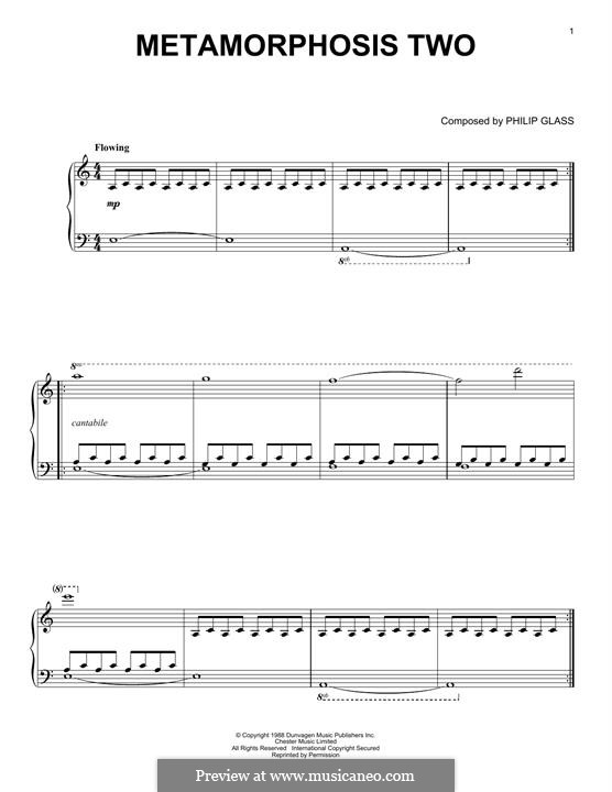Metamorphosis Instrumental Metamorphosis No.1-5 by P. Glass - sheet music on MusicaNeo