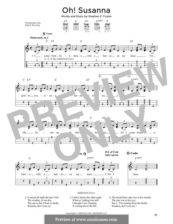Oh! Susanna: For ukulele by Stephen Collins Foster