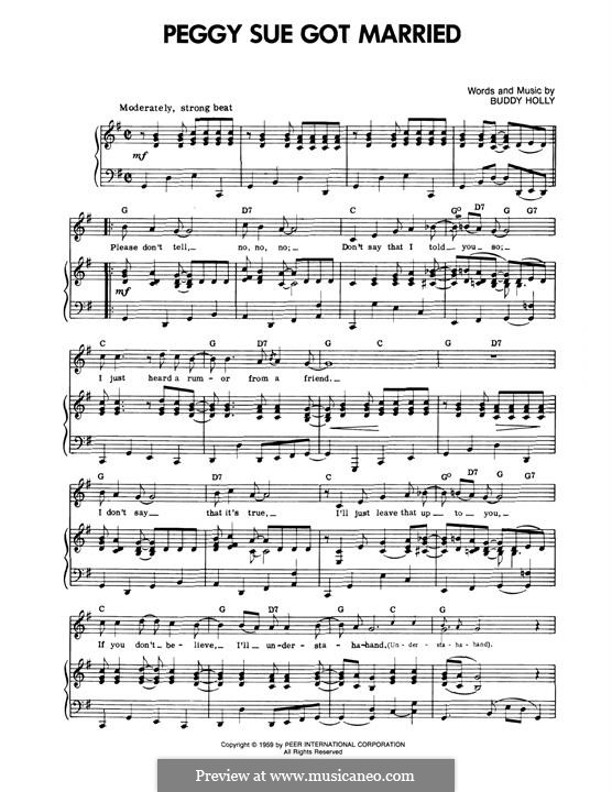 Peggy Sue Got Married: For voice and piano (or guitar) by Buddy Holly