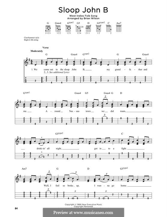 Sloop John B (The Beach Boys): For ukulele by folklore