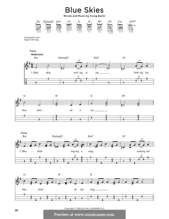 Blue Skies: For ukulele by Irving Berlin