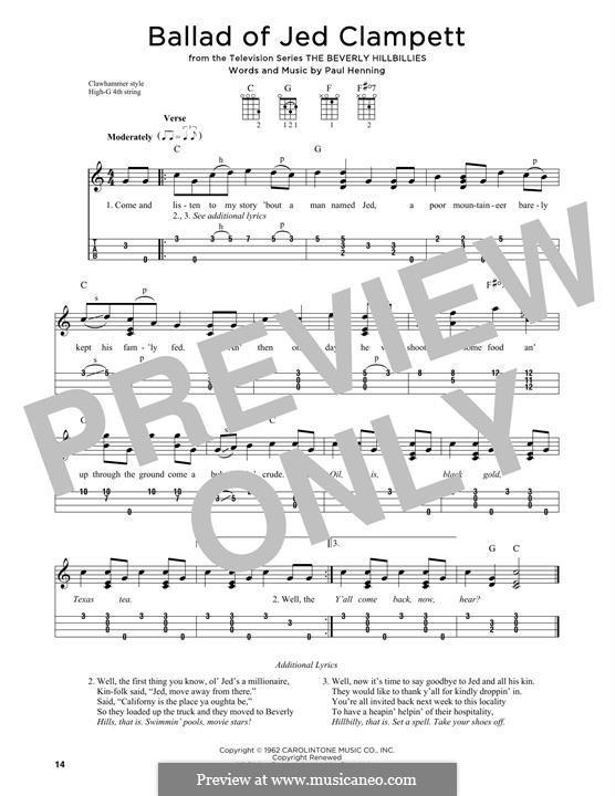 Ballad of Jed Clampett (from The Beverly Hillbillies): For ukulele by Paul Henning