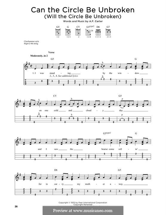 Can the Circle Be Unbroken (Will the Circle Be Unbroken): For ukulele by A.P. Carter