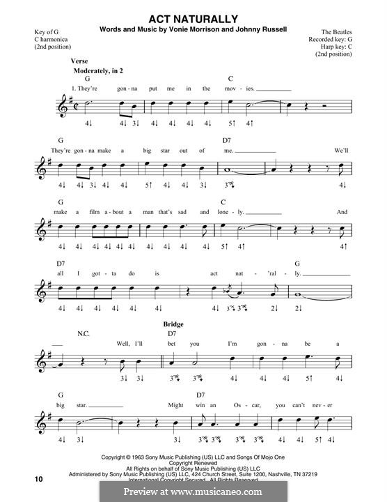 Act Naturally (Buck Owens): For harmonica by Johnny Russell, Vonie Morrison