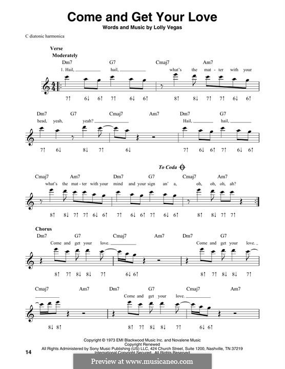 Come and Get Your Love: For harmonica by Lolly Vegas