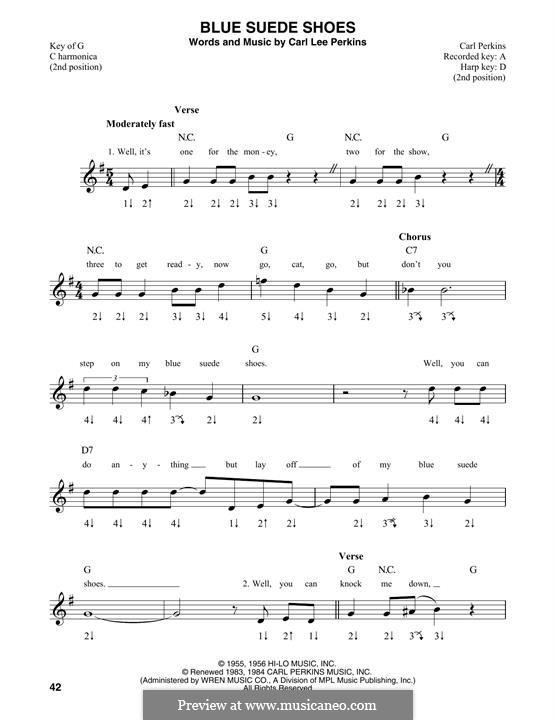 Blue Suede Shoes (Elvis Presley): For harmonica by Carl Lee Perkins