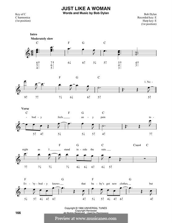 Just Like a Woman: For harmonica by Bob Dylan
