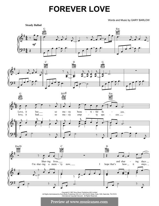 Forever Love: For voice and piano (or guitar) by Gary Barlow