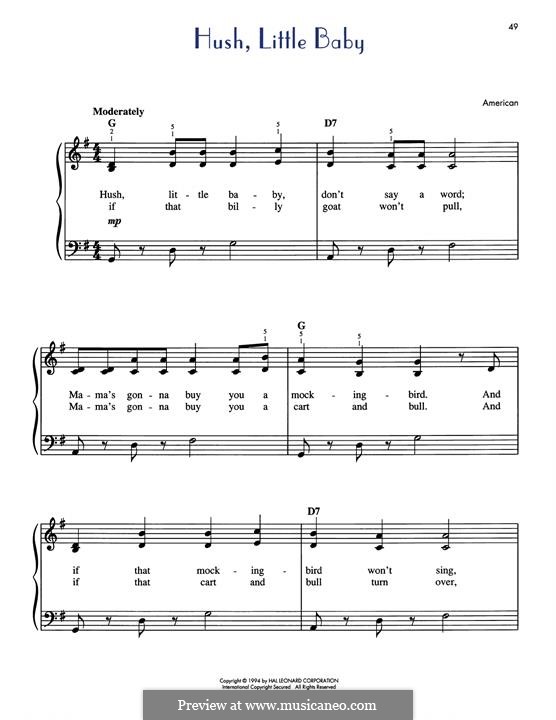 Hush, Little Baby: For piano by folklore