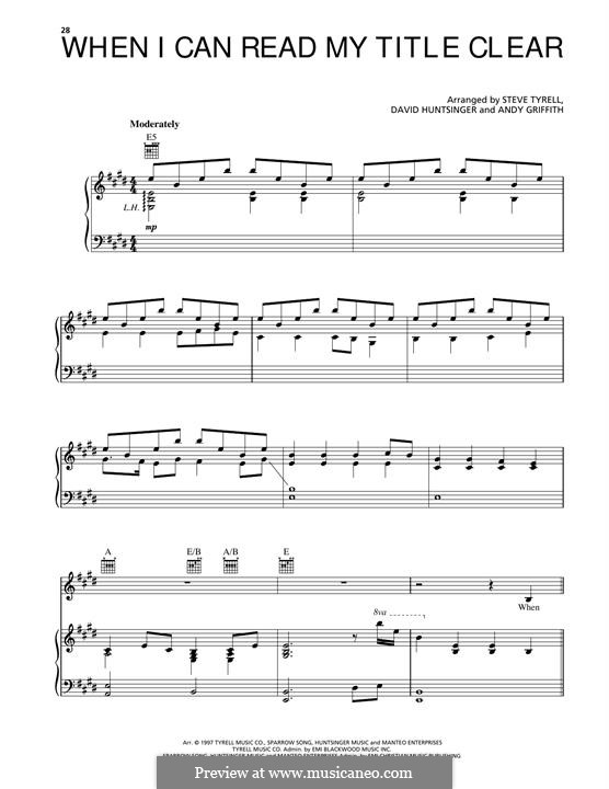 When I Can Read My Title Clear: For voice and piano (or guitar) by folklore
