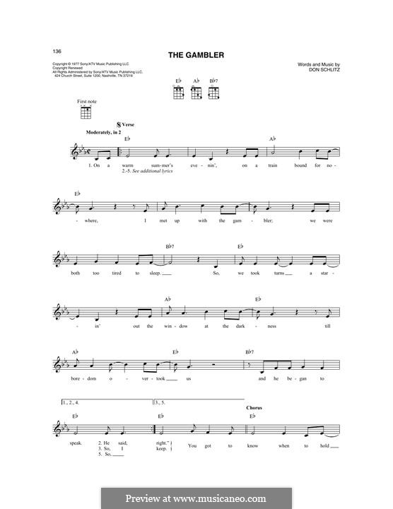 The Gambler (Kenny Rogers): For mandolin by Don Schlitz