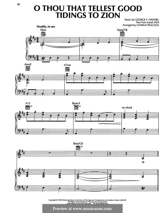 No.9 O Thou That Tellest Good Tidings to Zion: For voice and piano (or guitar) by Georg Friedrich Händel