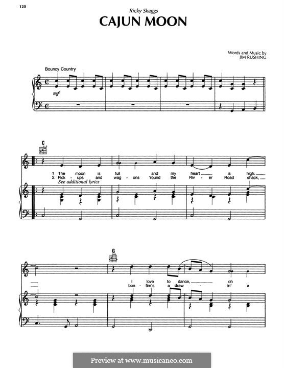 Cajun Moon: For voice and piano (or guitar) by Jim Rushing