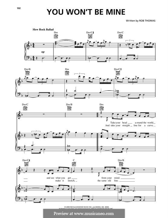 You Won't Be Mine (Matchbox Twenty): You Won't Be Mine (Matchbox Twenty) by Rob Thomas