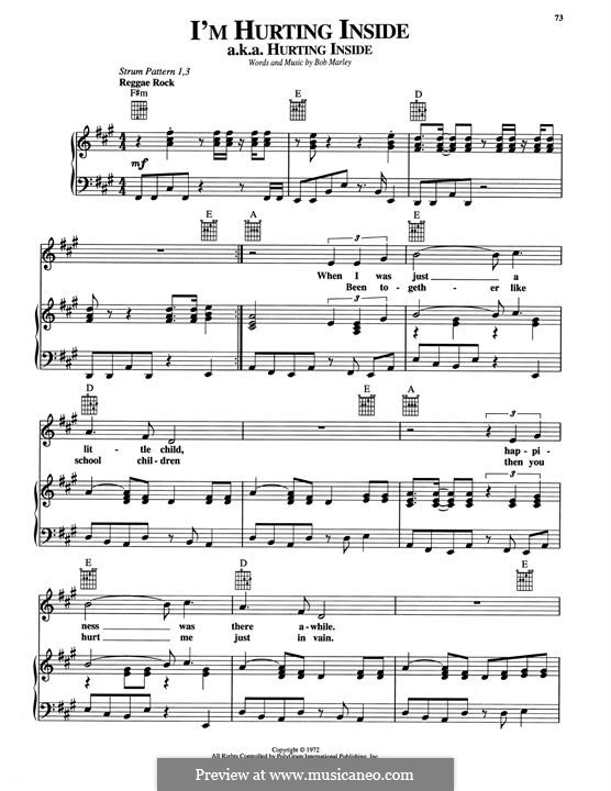 I'm Hurting Inside: For voice and piano (or guitar) by Bob Marley