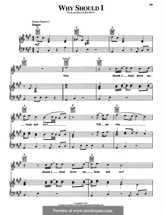 Why Should I: For voice and piano (or guitar) by Bob Marley